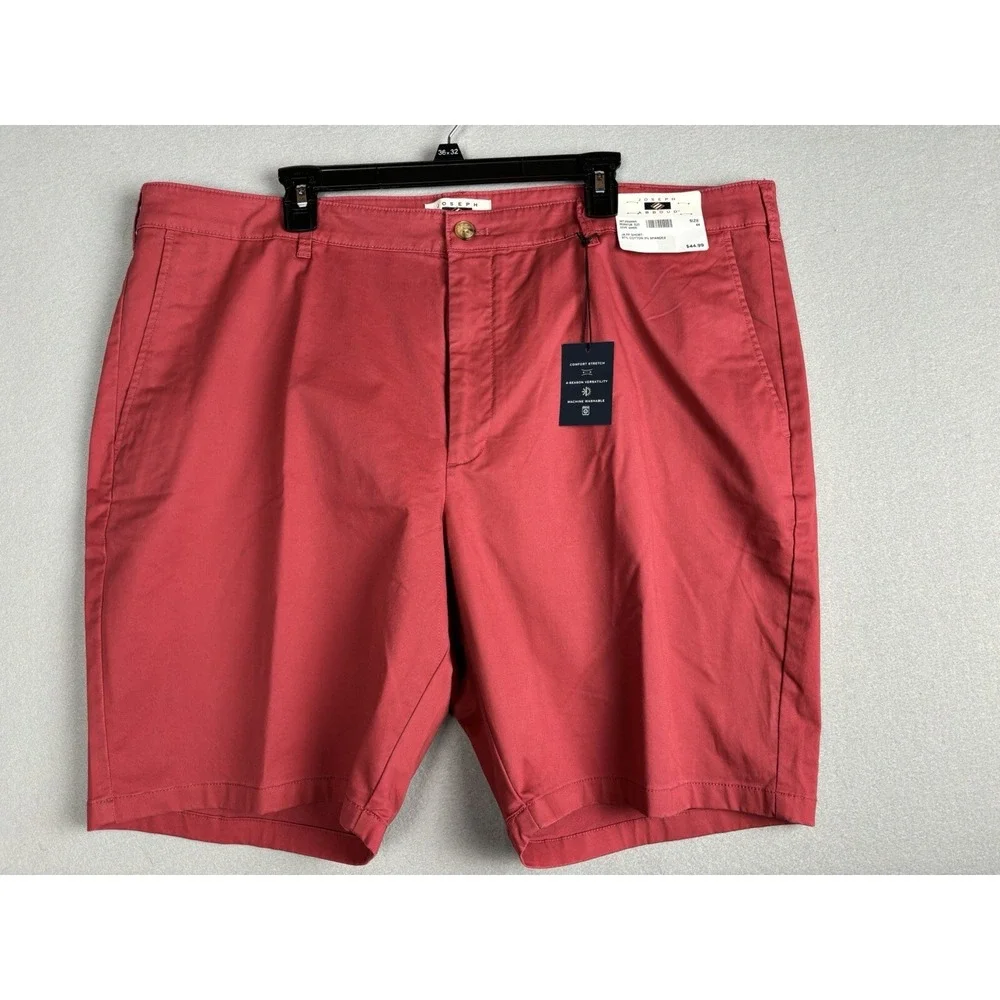 Joseph Abboud Men's Shorts 44 Faded Red Khaki Hemmed Khaki Chino Stretch #2736